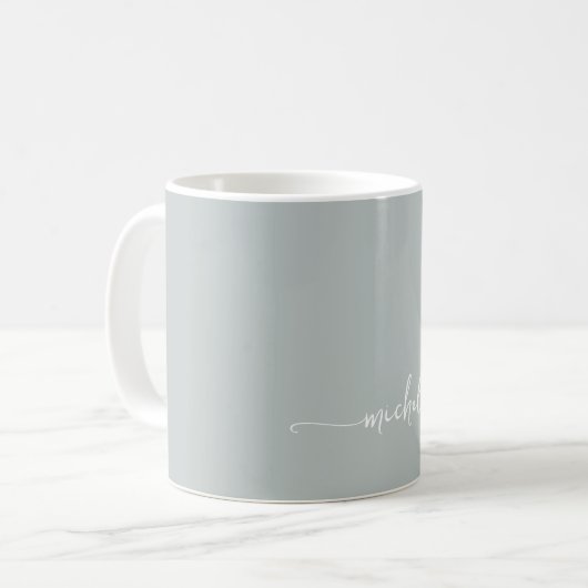 Mug Sage Vert Élégante Signature Monogramme Script (Devant gauche)