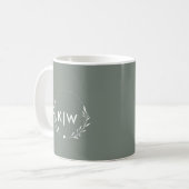 Mug Sage vert et blanc | Monogramme des initiales mode (Devant gauche)