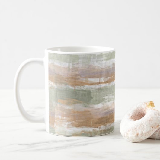 Mug Sage Vert Violet Orange Blanc Aquarelle Bandes (Avec donut)