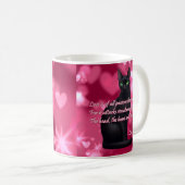 Mug Sagesse de chat noir - Coeurs brillants (Devant droit)