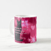 Mug Sagesse de chat noir - Coeurs brillants (Devant gauche)