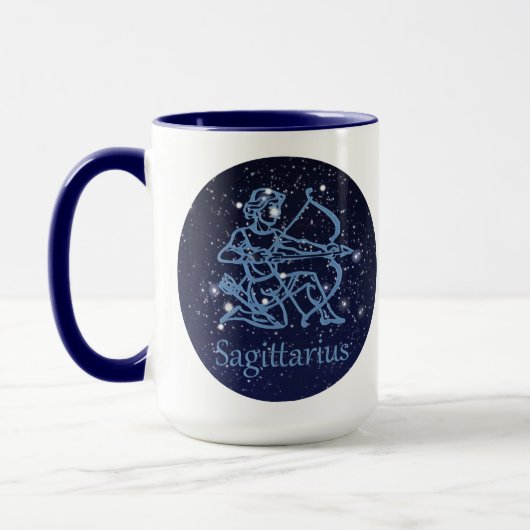 Mug Sagittarius Constellation & Zodiac Signe avec étoi (Gauche)