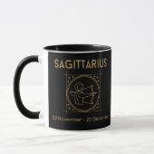 Mug Sagittarius signe zodiaque avec symbole et traits (Gauche)