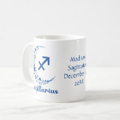 Mug Sagittarius Zodiac Astrologie Anniversaire Bleu Bl (Devant gauche)