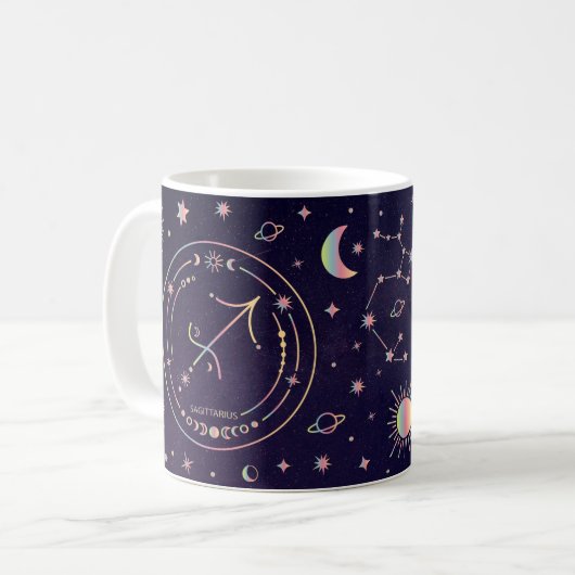 Mug Sagittarius zodiaque horoscope drôle faits nutriti (Devant gauche)