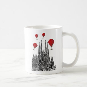 Mug Sagrada Familia et ballons à air d'un rouge ardent