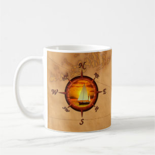 Mug Sailboat and compass rose