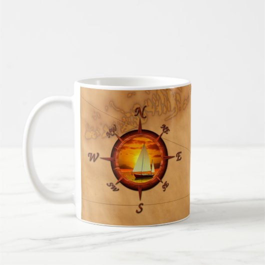 Mug Sailboat and compass rose (Gauche)