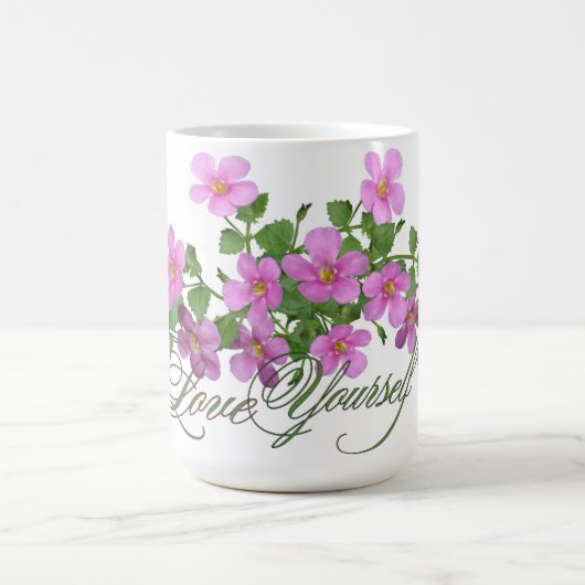 Mug 'S'aime' à fleurs botaniques violettes (Centre)