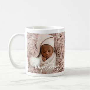 Mug Saint Baptême Élégant Moderne Chic Coeur Bébé