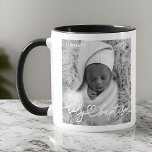 Mug Saint-Baptême Moderne Élégant Coeur Chic Photo béb<br><div class="desc">Ce design simple et moderne est composé de typographie serif et ajouter une photo personnalisée,  ajouter le nom du bébé et le mois et l'année du baptême</div>