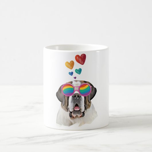 Mug Saint Bernard Chien avec Coeurs Saint-Bernard Sain (Centre)