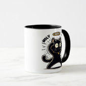 Mug Saint Chat - Alerte Chat Noir avec Halo Funny (Devant droit)