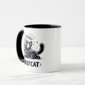 Mug Saint Chat - Chat noir ailé avec Halo Cute (Devant gauche)