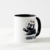 Mug Saint Chat - Chat noir ailé avec Halo Cute (Devant droit)
