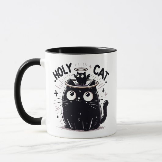 Mug Saint Chat - Chat noir regarder Angel Chat Drôle (Gauche)