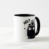 Mug Saint Chat - Chat noir regarder Angel Chat Drôle (Devant droit)