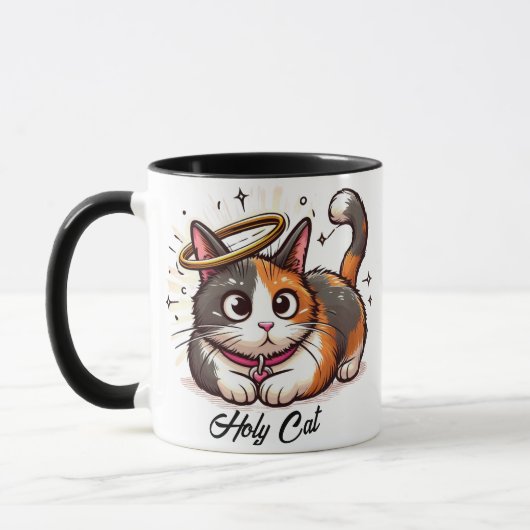 Mug Saint Chat - Cute Calico Chat avec Halo Funny (Gauche)