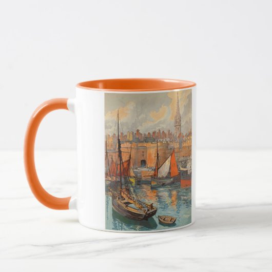 Mug Saint Malo, France, Art de l'affiche de voyage vin (Gauche)