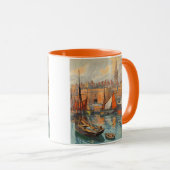 Mug Saint Malo, France, Art de l'affiche de voyage vin (Devant droit)
