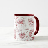 Mug Saint Nicolas Noël Pays Français Toile Rouge (Devant droit)