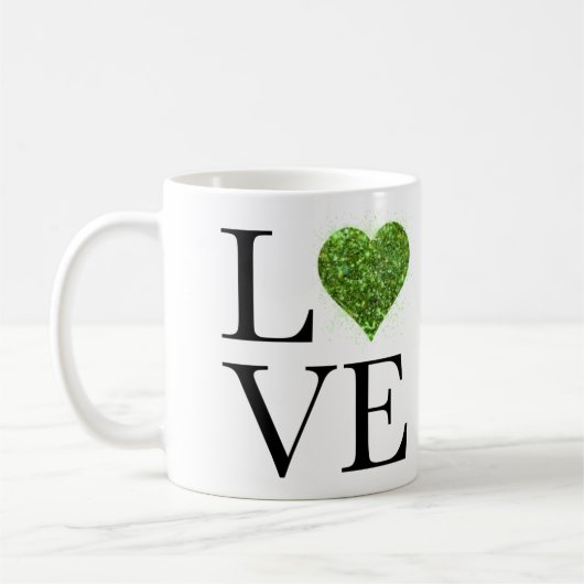 Mug Saint Patrick | Amour | coeur étincelant vert (Gauche)