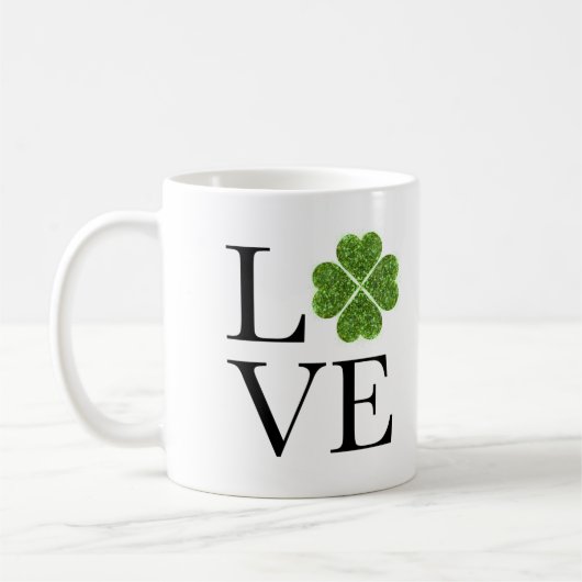Mug Saint Patrick | Amour | shamrock de parties scinti (Gauche)