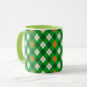 Mug Saint-Patrick d'argyle aux couleurs irlandaises (Devant gauche)