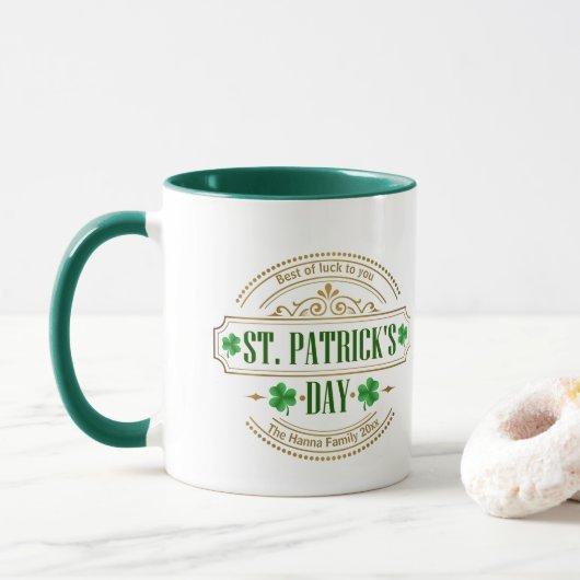 Mug Saint-Patrick personnalisé - Chance des Irlandais (Avec donut)
