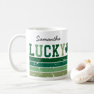 Mug Saint-Patrick personnalisé Rétro "Chanceux"