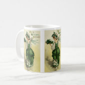 Mug Saint-Patrick vintage, femme trèfles verts (Devant gauche)