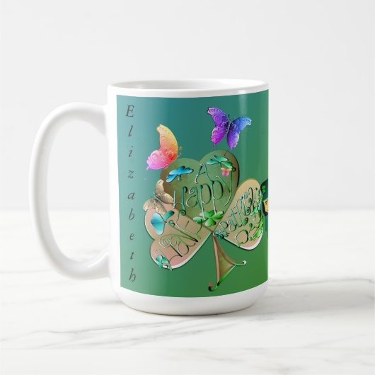 Mug Saint Patrick's day Leprechaun avec nom (Gauche)