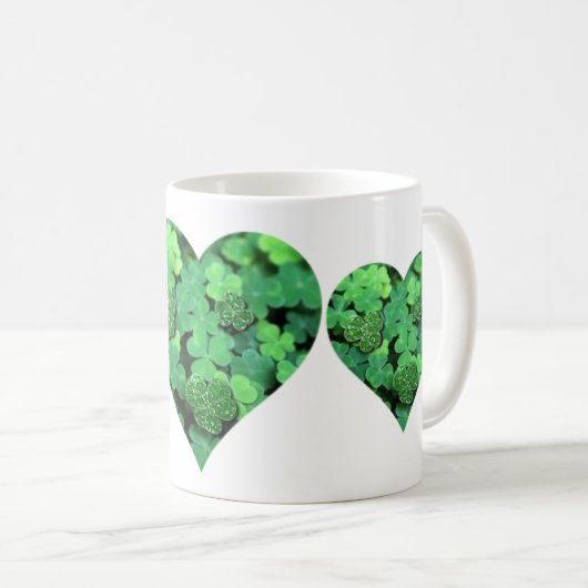Mug Saint-Patties Day, shamrock vert, Coeurs irlandais (Devant droit)