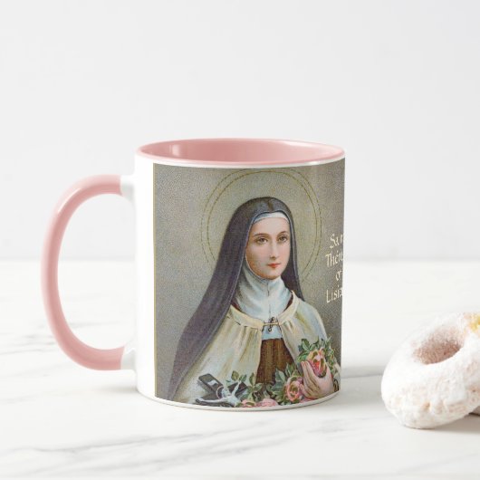 Mug Saint-Thérèse de Lisieux la Petite Fleur (BJE 01) (Avec donut)