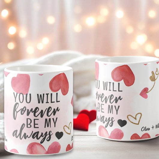 Mug Saint Valentin Amour Coeurs de bonbons roses et ro