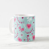 Mug Saint Valentin Amour Coeurs Flèches Bows Rose Roug (Devant gauche)