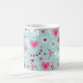 Mug Saint Valentin Amour Coeurs Flèches Bows Rose Roug (Centre)