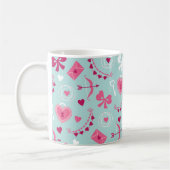 Mug Saint Valentin Amour Coeurs Flèches Bows Rose Roug (Gauche)