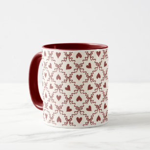 Mug Saint-Valentin Amour Coeurs Rouges Crème