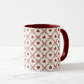 Mug Saint-Valentin Amour Coeurs Rouges Crème (Devant droit)
