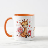 Mug Saint Valentin Amour Rose Bouquet Giraffe (Gauche)