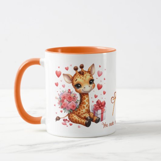 Mug Saint Valentin Amour Rose Bouquet Giraffe (Gauche)