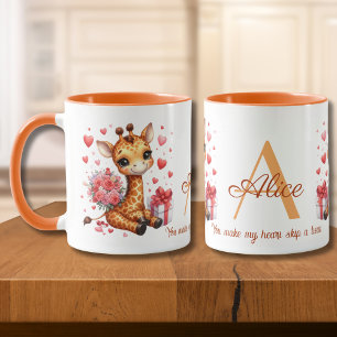 Mug Saint Valentin Amour Rose Bouquet Giraffe