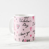 Mug Saint-Valentin : Arrière - plan "Je t'aime". (Devant gauche)