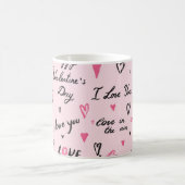 Mug Saint-Valentin : Arrière - plan "Je t'aime". (Centre)