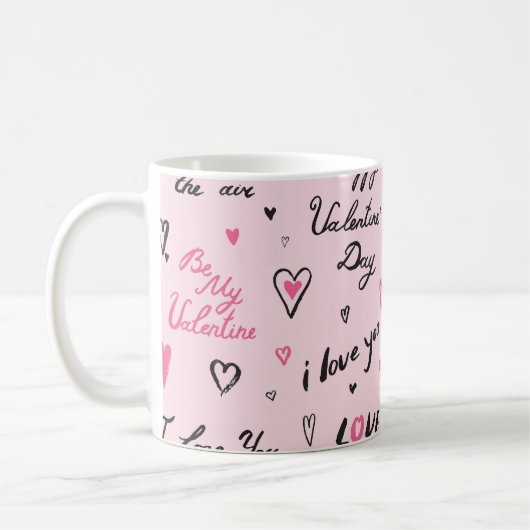 Mug Saint-Valentin : Arrière - plan "Je t'aime". (Gauche)