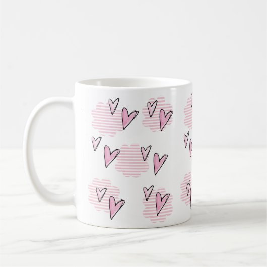 Mug Saint-Valentin aux coeurs roses (Gauche)