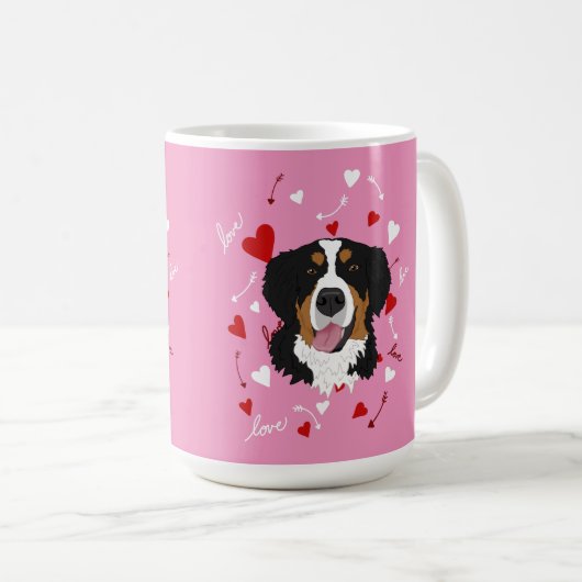 Mug Saint Valentin bernois de chien de montagne (Devant droit)