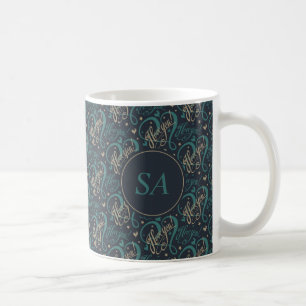 Mug Saint-Valentin Bleu Marron J'aime Typographie