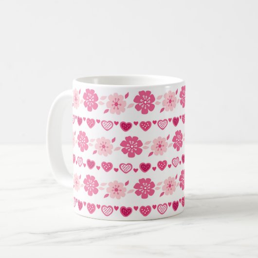 Mug Saint Valentin Candy Hearts Fleurs Motif (Devant gauche)